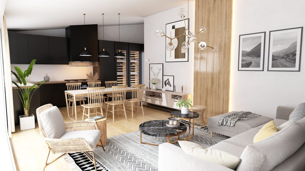  Living Room-Kitchen |  Switzerland — architectural visualization 2 by Arakot Studio