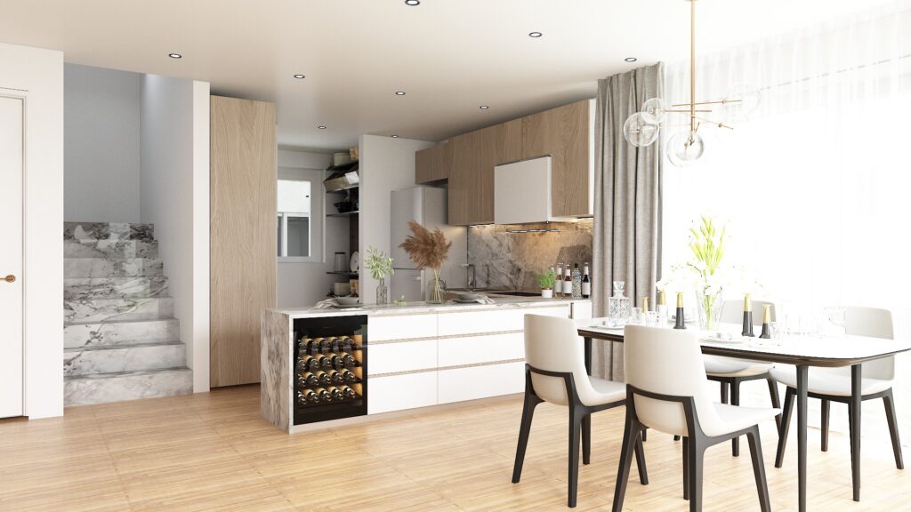 Kitchen-Living Area |  Switzerland — architectural visualization 1 by Arakot Studio