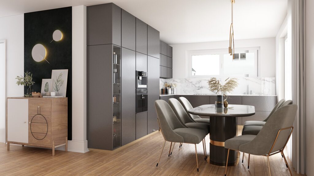 Kitchen- Living Area |  Switzerland — architectural visualization 1 by Arakot Studio