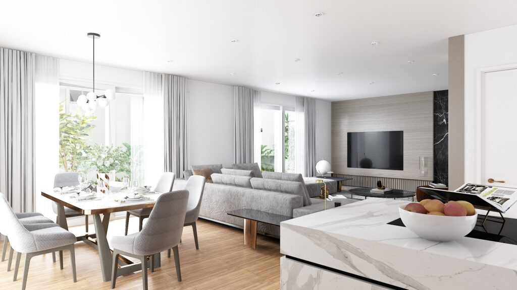 Kitchen-Living Area |  Switzerland — architectural visualization 2 by Arakot Studio
