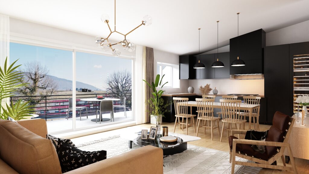 Living-Dining-Kitchen |  Switzerland — architectural visualization 1 by Arakot Studio