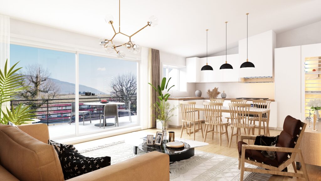 Living-Dining-Kitchen |  Switzerland — architectural visualization 2 by Arakot Studio