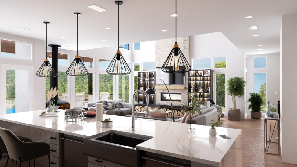 Luxury house living-kıtchen |  usa — architectural visualization 1 by Arakot Studio