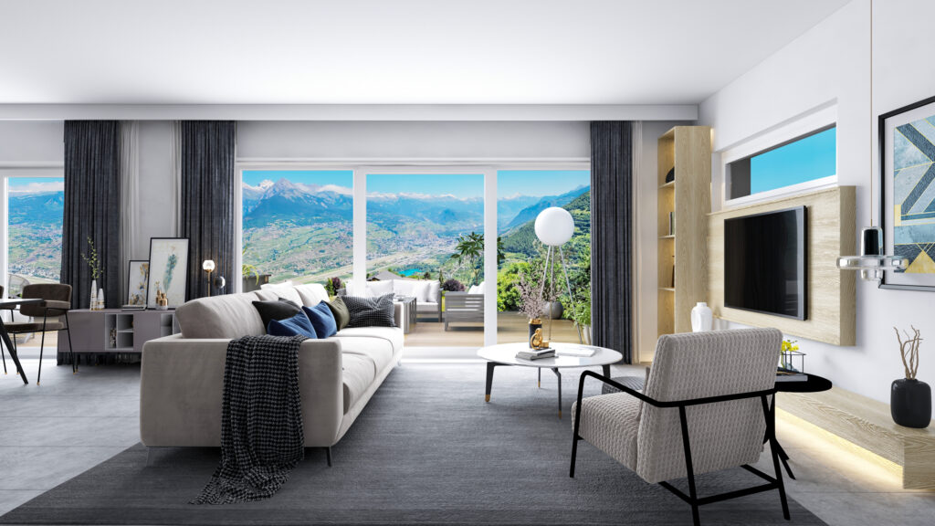Mountaın house ınterıor lıvıng-dınıng |  swıtzerland — architectural visualization 2 by Arakot Studio